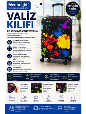 Medbright Valiz Kılıfı Bavul Kılıfı Likralı Esnek Kumaş ve Dayanıklı Valiz Kılıfı LKM-VK03 (Kabin)