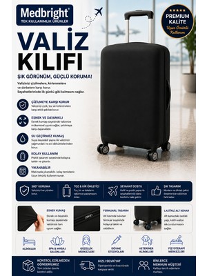 Medbright Valiz Kılıfı Bavul Kılıfı Likralı Esnek Kumaş ve Dayanıklı Valiz Kılıfı SYH-VK11 (Kabin)