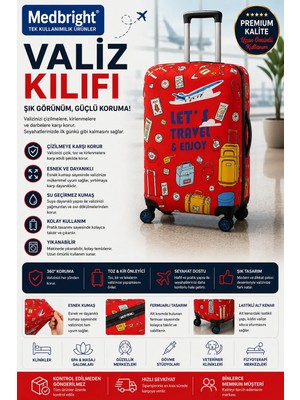 Medbright Valiz Kılıfı Bavul Kılıfı Likralı Esnek Kumaş ve Dayanıklı Valiz Kılıfı BYZ-VK12