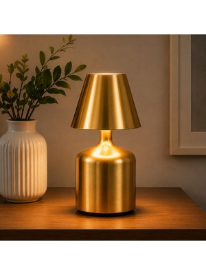 CoverZone Şarj Edilebilir LED Masa Lambası, Dokunmatik 3 Renk Modlu, 1800 Mah Kablosuz Metal Abajur, USB Şarjlı Komodin Gece Lambası, Yatak Odası Salon Masaüstü Aydınlatma, NRN3202-2