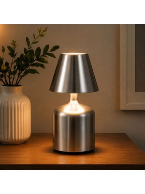 CoverZone Şarj Edilebilir LED Masa Lambası, Dokunmatik 3 Renk Modlu, 1800 Mah Kablosuz Metal Abajur, USB Şarjlı Komodin Gece Lambası, Yatak Odası Salon Masaüstü Aydınlatma, NRN3202-2