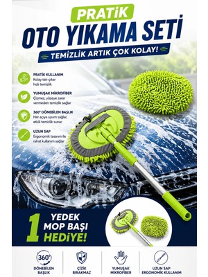 Empressco Çok Fonksiyonlu Teleskopik Saplı Oto Yıkama Kurulama Mopu