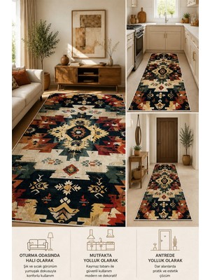 Aymira Home Dijital Baskı Dört Mevsim Kaymaz Taban Yıkanabilir Kesme Koridor Mutfak Oda Yolluk Halı Kilim