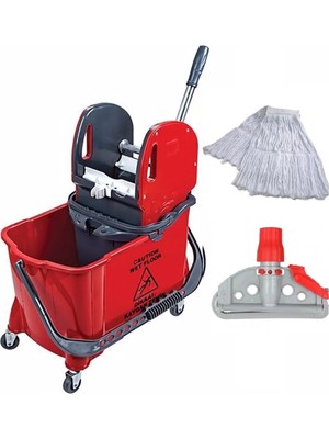 Empressco Hünerli Çift Kovalı Paspas Arabası Islak Mop ve Aparat