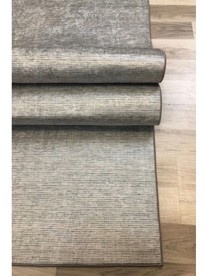 Aymira Home Baskı Dört Mevsim Kaymaz Yıkanabilir Kesme Koridor Mutfak ve Oda Kesme Yolluk Halı Eco Gri