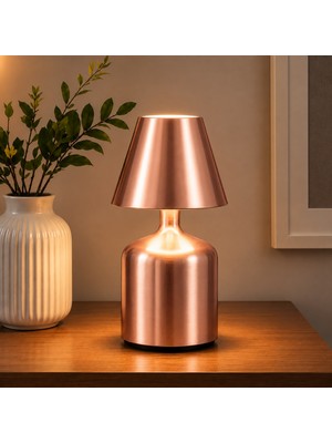 CoverZone Şarj Edilebilir LED Masa Lambası, Dokunmatik 3 Renk Modlu, 1800 Mah Kablosuz Metal Abajur, USB Şarjlı Komodin Gece Lambası, Yatak Odası Salon Masaüstü Aydınlatma, NRN3202-2