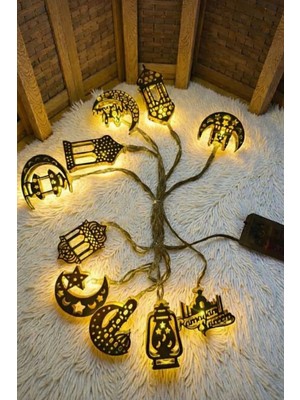 Empressco Flaşlı Karışık Metal LED Ramazan Süslemesi (Pille Çalışır) (2mt 25 Cm)