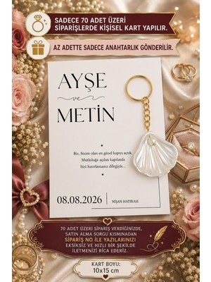 Emtory Gift 10 Adet Nişan Hediyelik - Söz Hediyelik - Nikah Hediyelik - Mevlit Hediyelik - Istiridye Anahtarlık