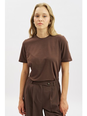 Manuka BASIC KISA KOLLU T-SHIRT KAHVERENGİ