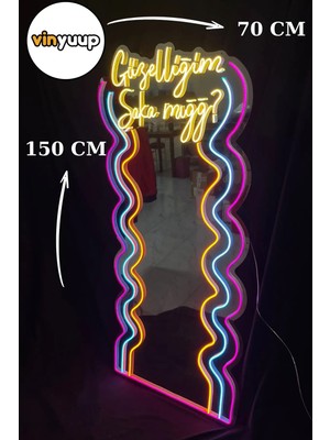 Empressco Güzelliğim Şakamığğ? - Dekoratif Selfie Neon LED Yazı Pleksi Ayna 71X150 cm