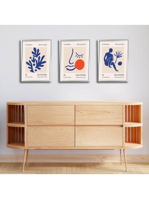 Tilki Dünyası Henri Matisse 3'lü Alüminyum Çerçeveli Poster Seti - Önden Açılır A3 Açılır Kapanır Çerçeve Seti Papiers Découpés