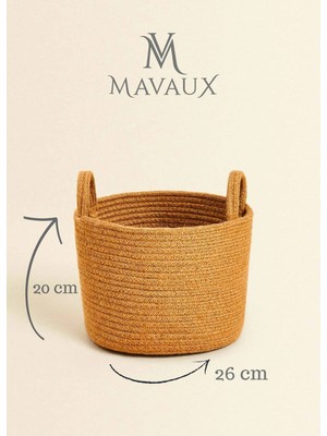 Empressco Çok Amaçlı, 20CM-26CM Küçük Boy, Yanları Saplı, Sepet, Jüt, Hasır, Dokuma Sepet, Düzenleyici