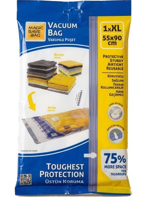 Magic Saver Bag Vakumlu Giyisi Yastık Yorgan Saklama Torbası Poşeti Hurç - Xl - 55X90 Cm. -1 Adet
