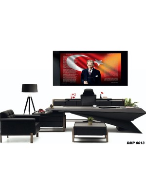 Quattro Home  Atatürk Deri Makam Panosu - Işıklı Kumandalı Deri Makam Panosu