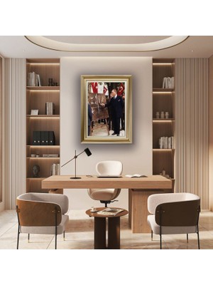Quattro Home  Çerçeveli Deri Atatürk Tablosu - Çerçeveli Deri Atatürk Tablosu