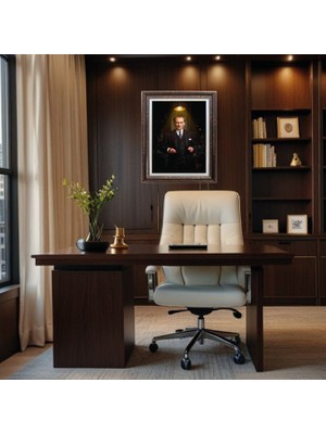 Quattro Home  Çerçeveli Deri Atatürk Tablosu - Çerçeveli Deri Atatürk Tablosu
