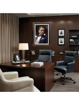 Quattro Home  Çerçeveli Deri Atatürk Tablosu - Çerçeveli Deri Atatürk Tablosu
