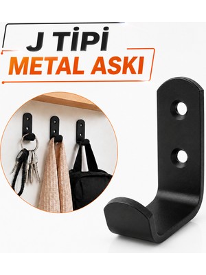 Badem10 Siyah Portmanto Askı Vestiyer Duvar Dolap Elbise Askısı Siyah Metal Mobilya Kapı Askılığı Askılık