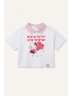 DeFacto %100 Pamuk Hello Kitty Lisanslı Kısa Kollu Penye Tişört Kız Bebek  (26 Au)