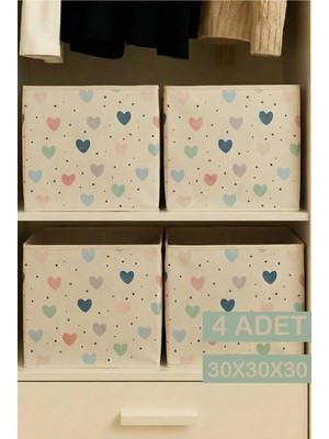Empressco 4’lü Healt Dolap Içi Düzenleyici Kutu - 30X30X30 cm Katlanabilir Çok Amaçlı Saklama Kutusu