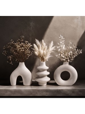 Mergen Art 10 cm Minimal Vazo Set 3'lü Bohem Biblo Minyatür Dekoratif Vazo Seti