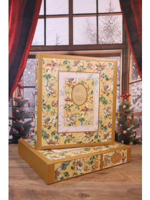 NURCANIM 10x15cm 500 Adet Fotoğraf Alma Kapasiteli Çiçek Desenli Kutulu - Dikey ve Yatay Fotoğraf Alma Özelliğine Sahip Deluxe Fotoğraf Albümü Sarı