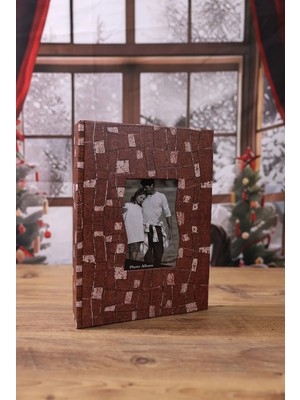 NURCANIM 13x18cm 200'lük Ofset Baskılı ve Desenli Fotoğraf Albümü Kahverengi