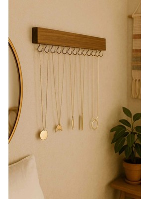 Empressco Ahşap Takı Standı Kolye Bileklik Küpe Saat Hediye Kadın 40*4 cm 16 Kanca