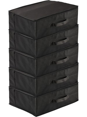 Empressco 5'li Set 53 x 44 x 21 cm Baza Altı & Dolap Içi Organizer, Yorgan & Yastık Düzenleyici Hurç Siyah