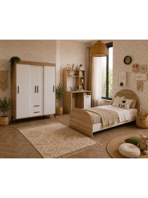 Afilli Ildır Cocuk Odası Takımı Tamamı Mdf Flora ve Beyaz
