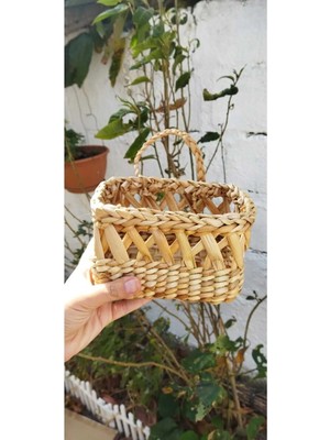 Empressco Mutfak Banyo Çok Amaçlı Sepet / Askı Sepet Dekoratif Hasır Sepet / Kaktüs Duvar Sepeti/rattan Sepet