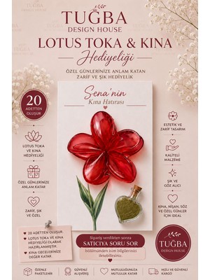 Tuğba Design House Kişiye Özel Lotus Toka ve Kına Hediyeliği Kına Gecesi Hatırası 20 Adet