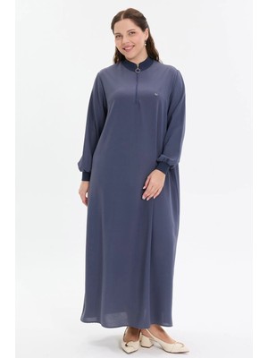Kado Moda Kado Online Fermuar Detaylı Cep Detaylı Rahat Kalıp Uzun Elbise Kadın