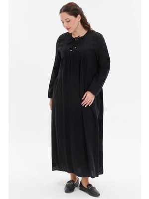 Kado Moda Kado Online Yakası Bağlamalı Büzgülü Kadın Elbise