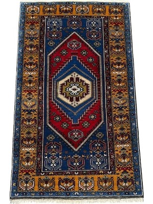 Burak Halı El Dokuma Sıfır Yahyalı Halısı 120X210 Kök Boya %100 Yün Halı Kırmızı