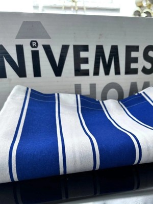 Nivemes Home NİVEMESHOME BRANDA MAVİ - BEYAZ BALKON PERDESİ