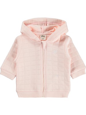 Civil Baby Kalp Nakışlı Kapüşonlu 3-18 Ay Hırka - Pembe