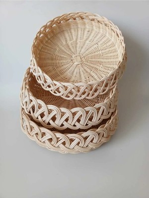 Empressco El Yapımı Rattan Bambu Hasır Çok Amaçlı Sepet Mutfak Düzenleyici Organizer (1 Adet)23 cm