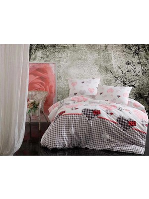 Universal Çift Kişilik Lastikli Çarşaflı Pamuklu Nevresim Takımı Patchwork Love