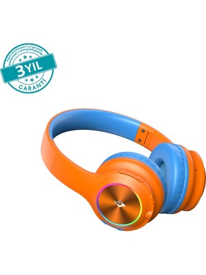 Ttec Soundbuddy Funled LED Işıklı Kulaküstü Kablosuz Bluetooth Çocuk Kulaklığı Tropik Turuncu 2KM172T