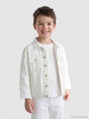LC Waikiki Lcw Kids Beyaz Gabardin Erkek Çocuk Gömlek Ceket
