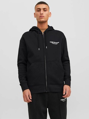 Jack & Jones Jorvesterbro Zıp Hood Noos Siyah Erkek Sweatshirt 12241691