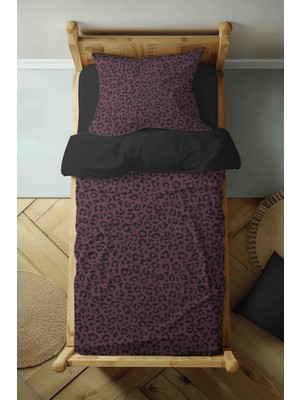 Luvis Store Dark Leopard - Leopar Desenli Tek Kişilik Hibrit Nevresim Takımı - Çarşafsız