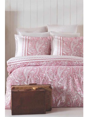 Universal Çift Kişilik Nevresim Takımı Pamuklu Vintage Pembe Paisley
