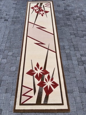 Burak Halı Saray Halı Vizyon Carving 9057 Krem 80X300 Gülkurusu 3 Metre Yolluk