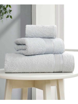 Universal 3 Lü Banyo Havlusu Seti Pamuklu Ritim Açık Gri