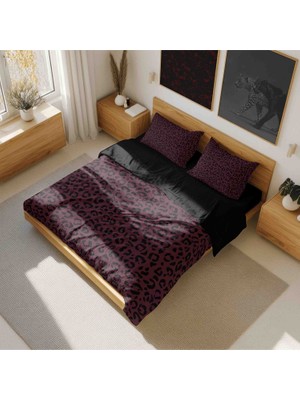 Luvis Store Dark Leopard - Leopar Desenli Çift Kişilik Hibrit Nevresim Takımı - Çarşaflı