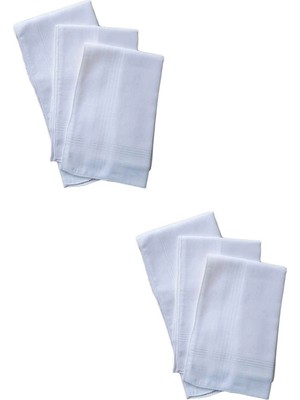Universal 6 Lı El Cep Yaka Kumaş Mendil 36X36 cm 100 Pamuklu Tm Beyaz