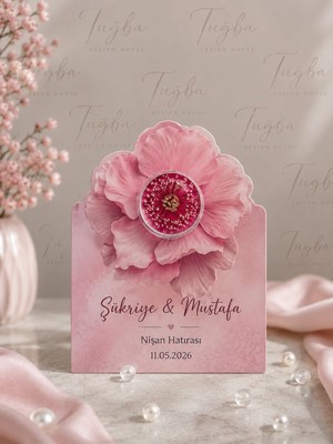Tuğba Design House Kişiye Özel Çiçekli Kutu Krem Hediyeliği Nişan Nikah Söz Hatırası 20 Adet