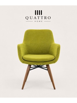 Quattro Home Velora Yeşil Kumaş Döşemeli Ahşap Ayaklı Kollu Sandalye